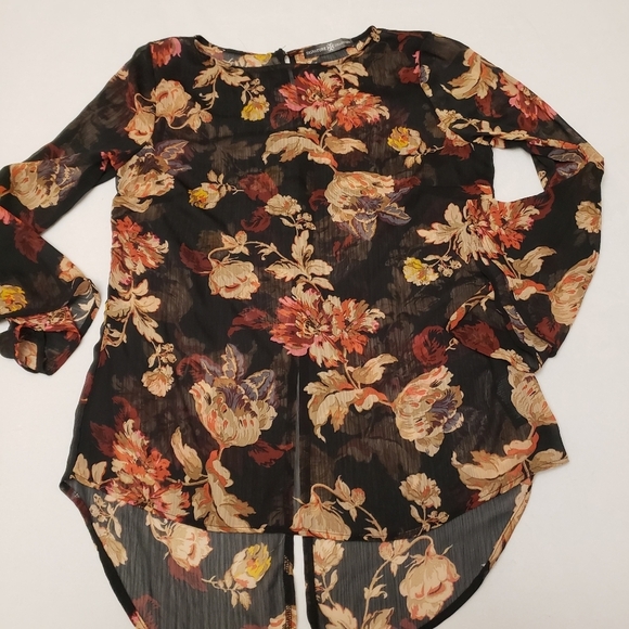 Black Floral Sheer Blouse Size - Picture 7 of 13